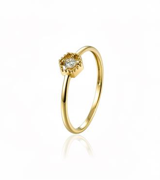 Tektaşlı Altıgen Yüzük