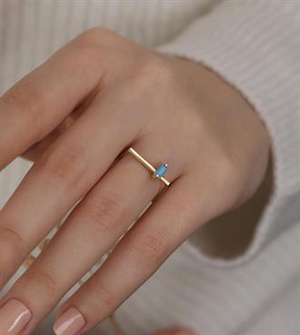 Firuze Bagetli Düz Yüzük