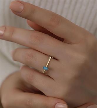 Firuze Bagetli Düz Yüzük