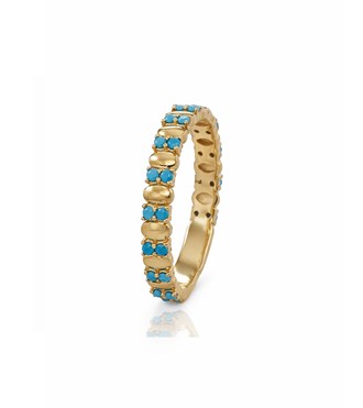 Firuze Şeritli Blok Yüzük