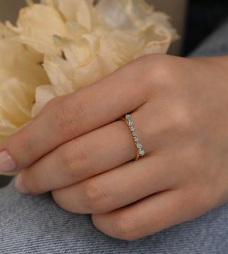 Firuze Sıralı Düz Yüzük