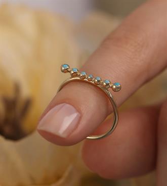 Firuze Sıralı Düz Yüzük