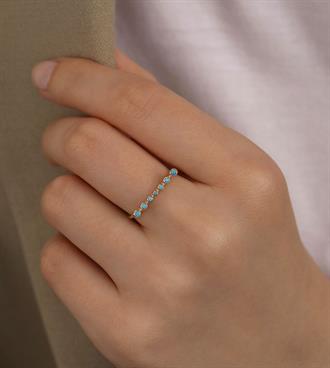 Firuze Sıralı Düz Yüzük