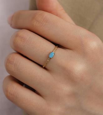 Firuze Taşlı Dövme Yüzük