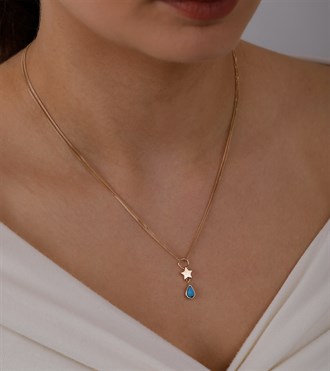 Firuzeli Damla Tasarım Kolye