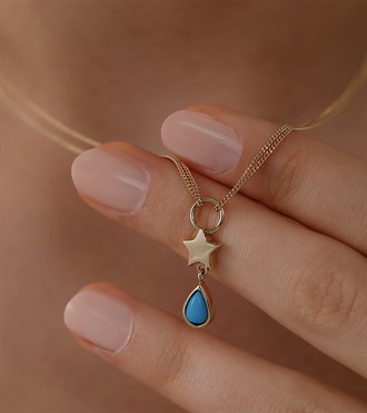 Firuzeli Damla Tasarım Kolye