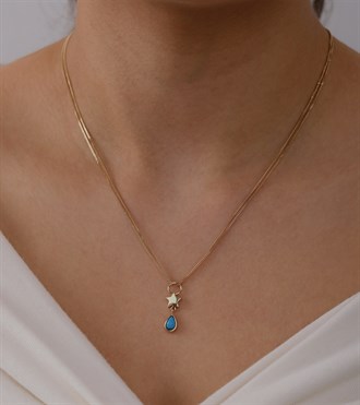 Firuzeli Damla Tasarım Kolye