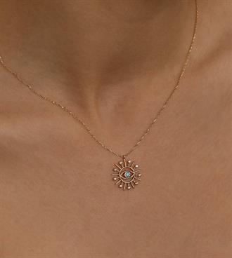 Firuzeli Göz Güneş Kolye