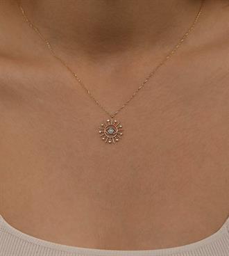 Firuzeli Göz Güneş Kolye