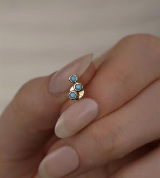 Firuzeli Üç Taş Küpe