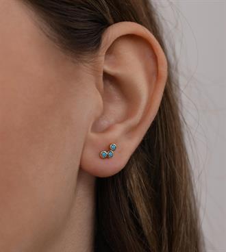 Firuzeli Üç Taş Küpe