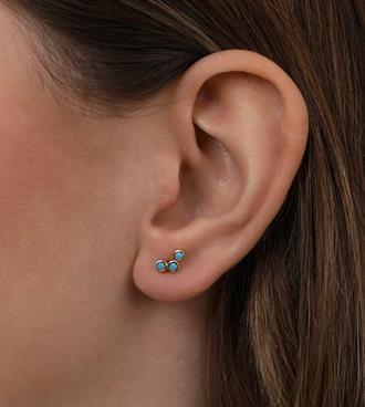 Firuzeli Üç Taş Küpe