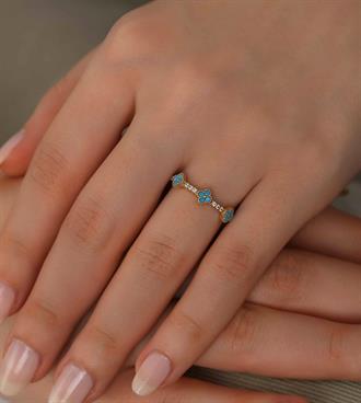 Firuzeli Yonca Tria Yüzük