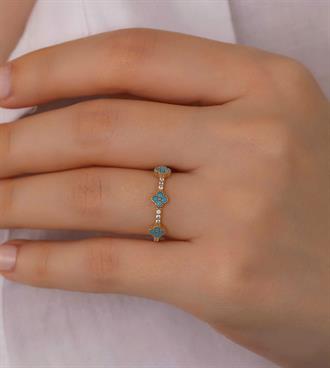 Firuzeli Yonca Tria Yüzük