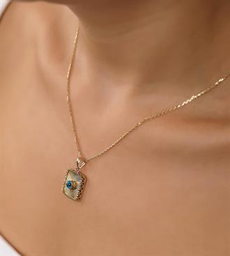 Gözlü Kare Form Kolye Ucu