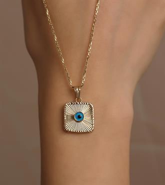 Gözlü Kare Form Kolye Ucu