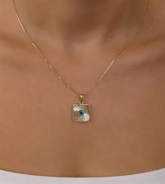 Gözlü Kare Form Kolye Ucu