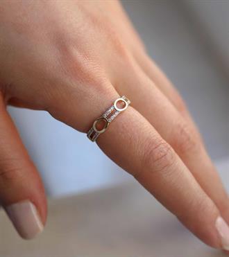 Halkalı Çift Line Yüzük