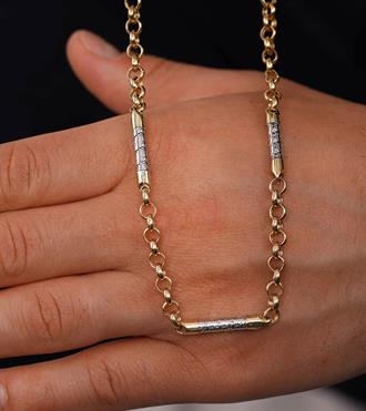 İki Renk Çubuklu Zincir Kolye