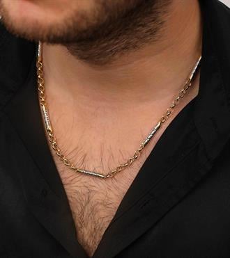 İki Renk Çubuklu Zincir Kolye