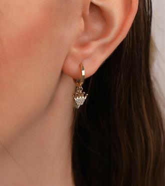 İki Taçlı Sallantılı Küpe