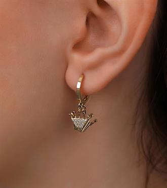 İki Taçlı Sallantılı Küpe