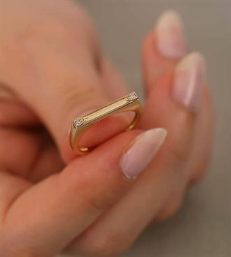 İki Taşlı Çizgi Yüzük