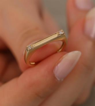 İki Taşlı Çizgi Yüzük