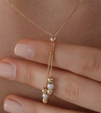 İnci Sarkıtlı Tasarım Kolye