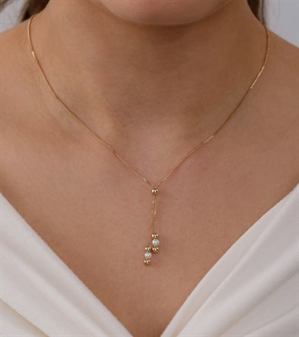 İnci Sarkıtlı Tasarım Kolye