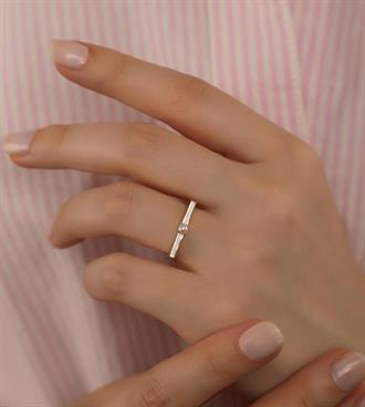 İncili Beyaz Çizgi Yüzük