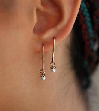 İncili Dikdörtgen Küpe