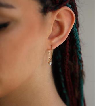 İncili Dikdörtgen Küpe