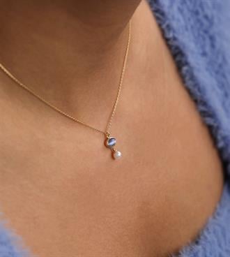 İncili Mavi Opal Kolye