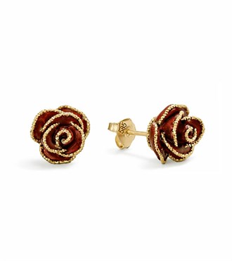 İtalyan Gül Küpe-Bordo