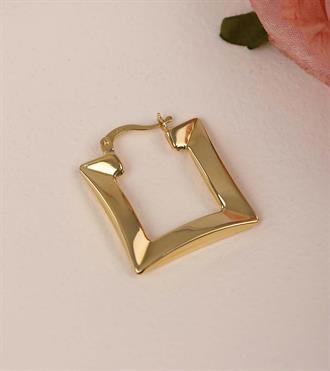 Kare Formlu Altın Küpe