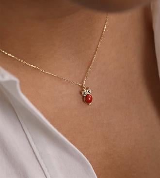 Kırmızı Mini Baykuş Kolye