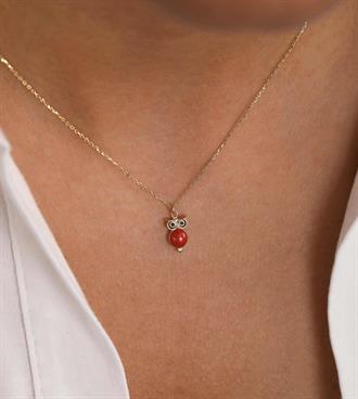 Kırmızı Mini Baykuş Kolye