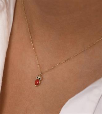 Kırmızı Mini Baykuş Kolye