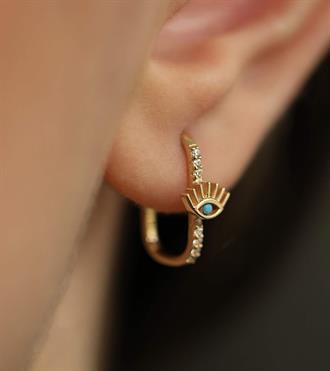 Kirpik Taşlı Halka Küpe