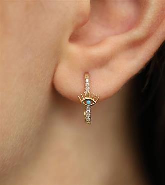 Kirpik Taşlı Halka Küpe