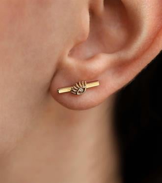 Kirpikli Çizgi Küpe