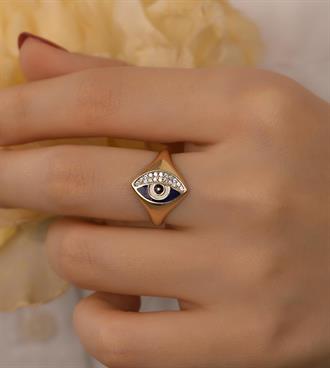 Lacivert Mineli Göz Yüzük