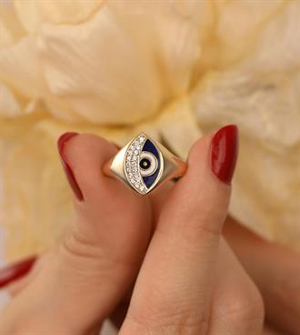 Lacivert Mineli Göz Yüzük