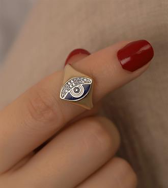 Lacivert Mineli Göz Yüzük