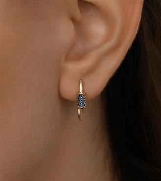 Lacivert Taşlı Dikdörtgen Küpe