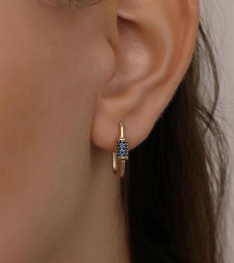 Lacivert Taşlı Dikdörtgen Küpe