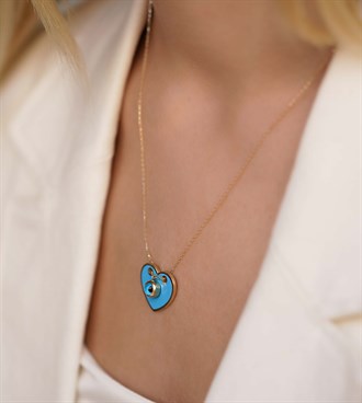Mavi Kalp Kolye