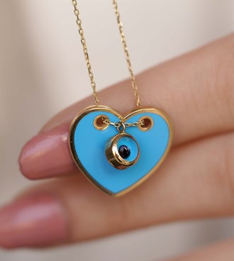 Mavi Kalp Kolye
