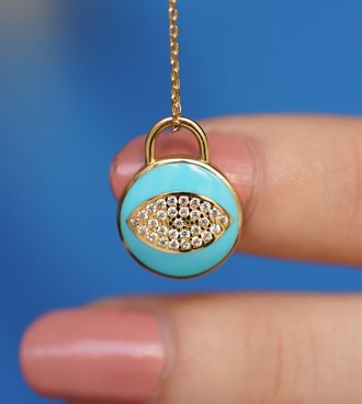 Mavi Mineli Göz Kolye